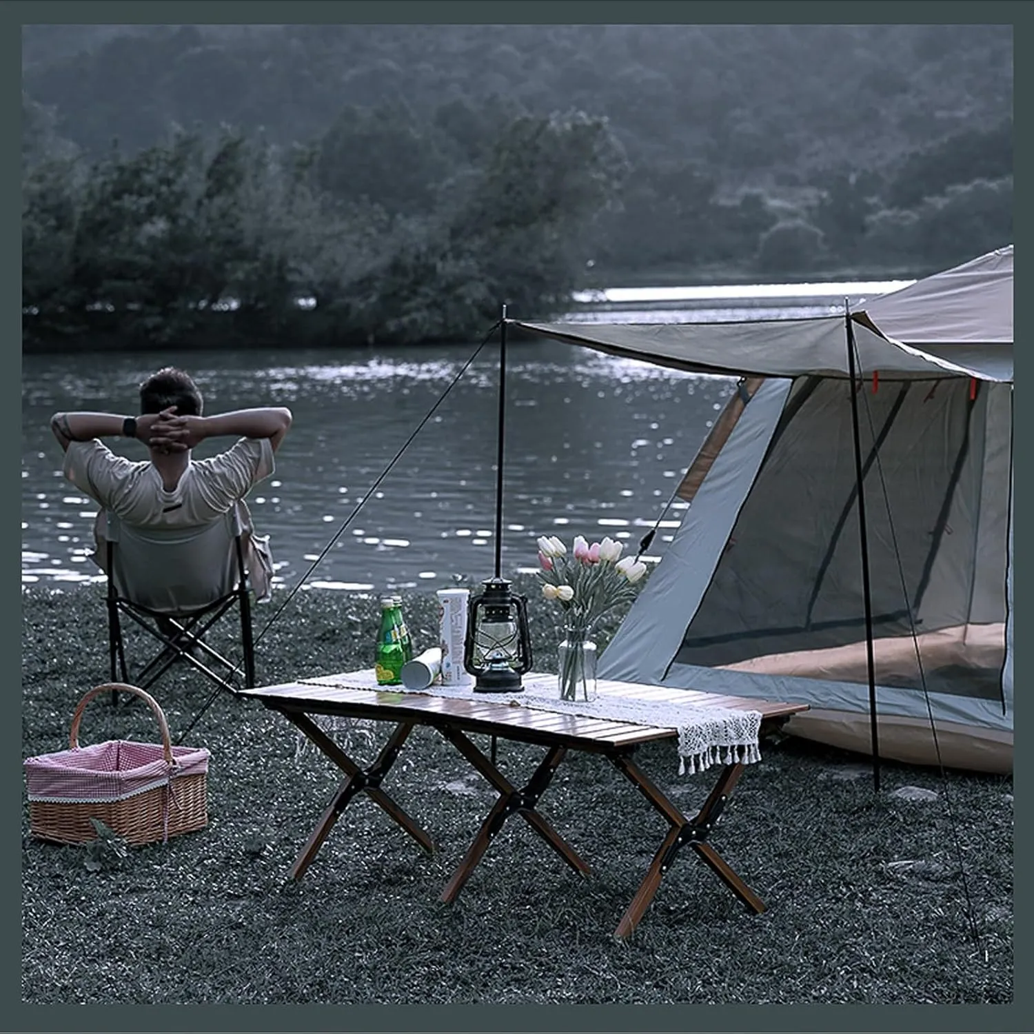 Camping Tables, Outdoor Folding Table, Aluminum Roll-up Camp Table with Carry Bag for Outdoor, Camping, Beach, Backyard, BBQ, Party, Patio, Picnic (Color : B)