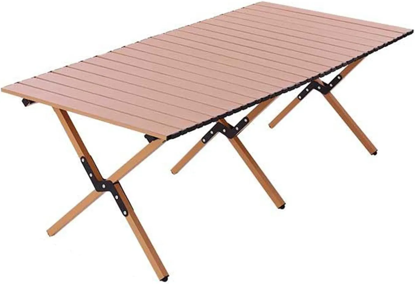 Camping Tables That Fold Up Picnic Table Folding Portable Table Carbon Steel with Roll Up Top Sturdy Portable Camp Table for Outdoor Picnic Travel