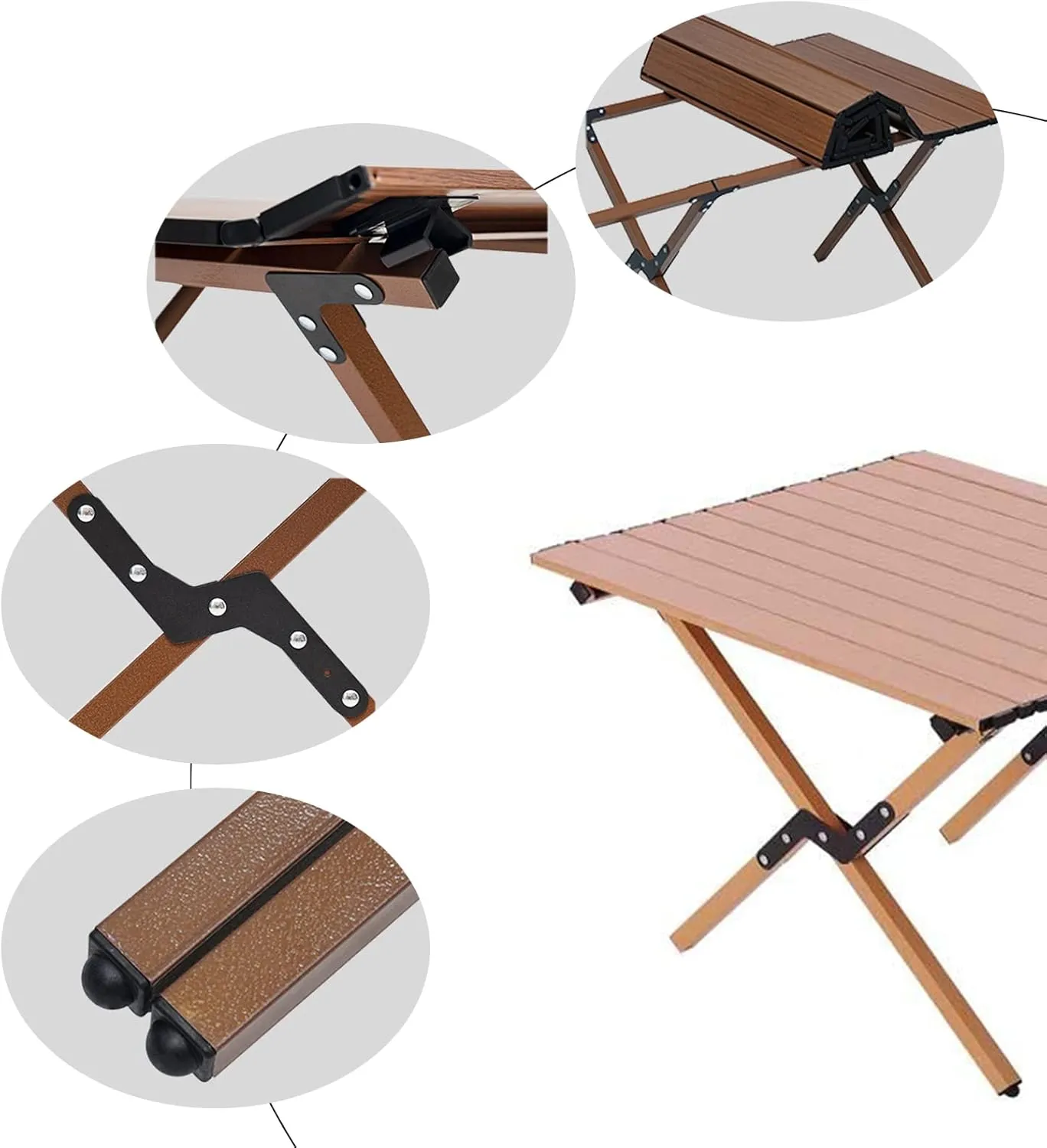 Camping Tables That Fold Up Picnic Table Folding Portable Table Carbon Steel with Roll Up Top Sturdy Portable Camp Table for Outdoor Picnic Travel