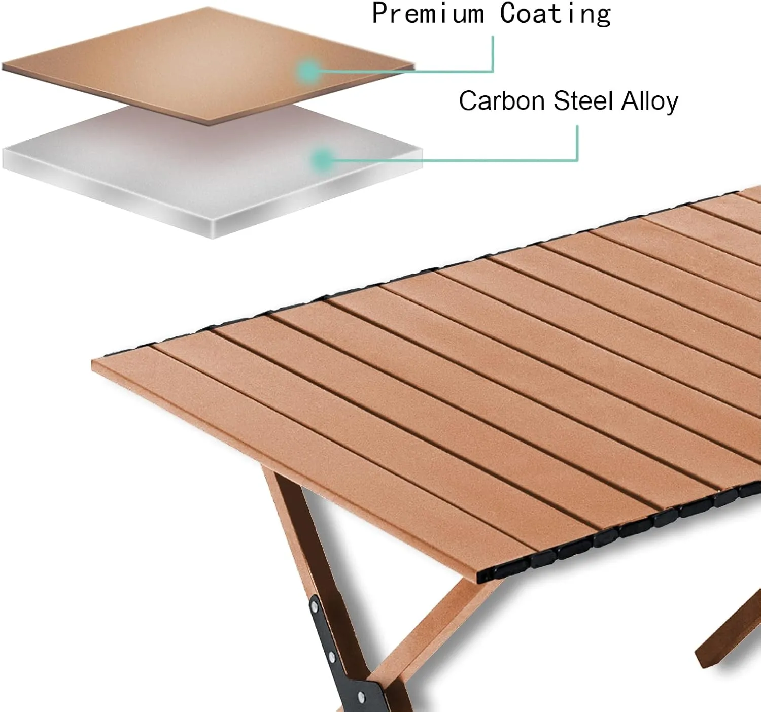 Camping Tables That Fold Up Picnic Table Folding Portable Table Carbon Steel with Roll Up Top Sturdy Portable Camp Table for Outdoor Picnic Travel