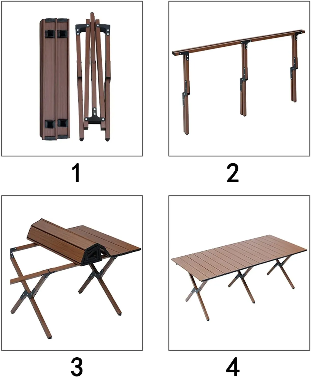 Camping Tables That Fold Up Picnic Table Folding Portable Table Carbon Steel with Roll Up Top Sturdy Portable Camp Table for Outdoor Picnic Travel