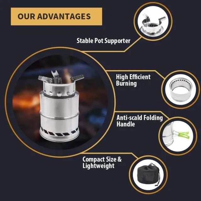 Camping Wood Stove Backpacking Wood Burning Stove Portable Outdoor Folding Stov