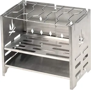 Camping Wood Stove Portable Folding Camping Wood Stove Stainless Steel Wood Burning Stove for Camping Hiking BBQ