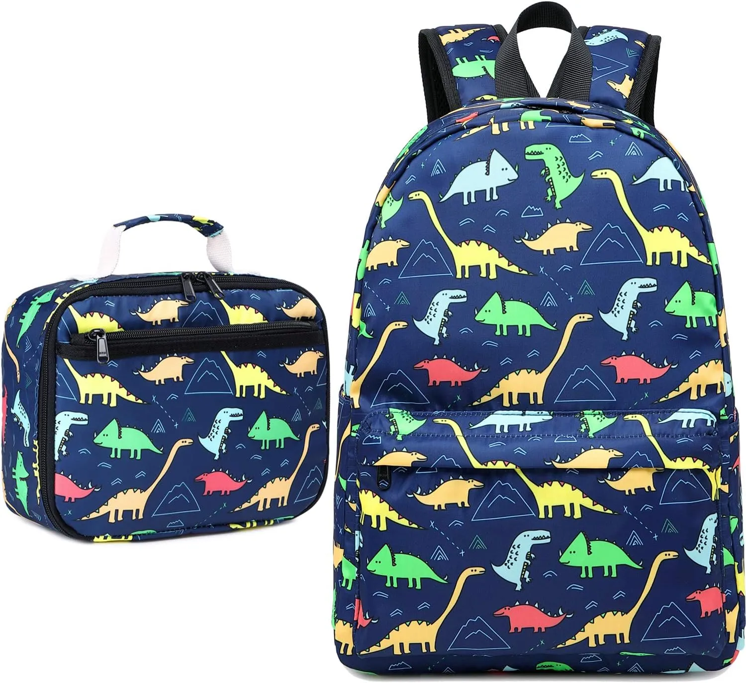 CAMTOP Backpack for Kids, Boys Preschool Backpack with Lunch Box Toddler Kindergarten School Bookbag Set (4-7Years,Dino-Navy Blue, 15/''(L)x11.8/''(H)*5.1/''(W))