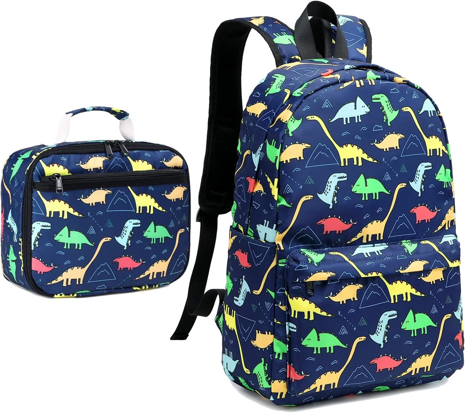 CAMTOP Backpack for Kids, Boys Preschool Backpack with Lunch Box Toddler Kindergarten School Bookbag Set (4-7Years,Dino-Navy Blue, 15/''(L)x11.8/''(H)*5.1/''(W))