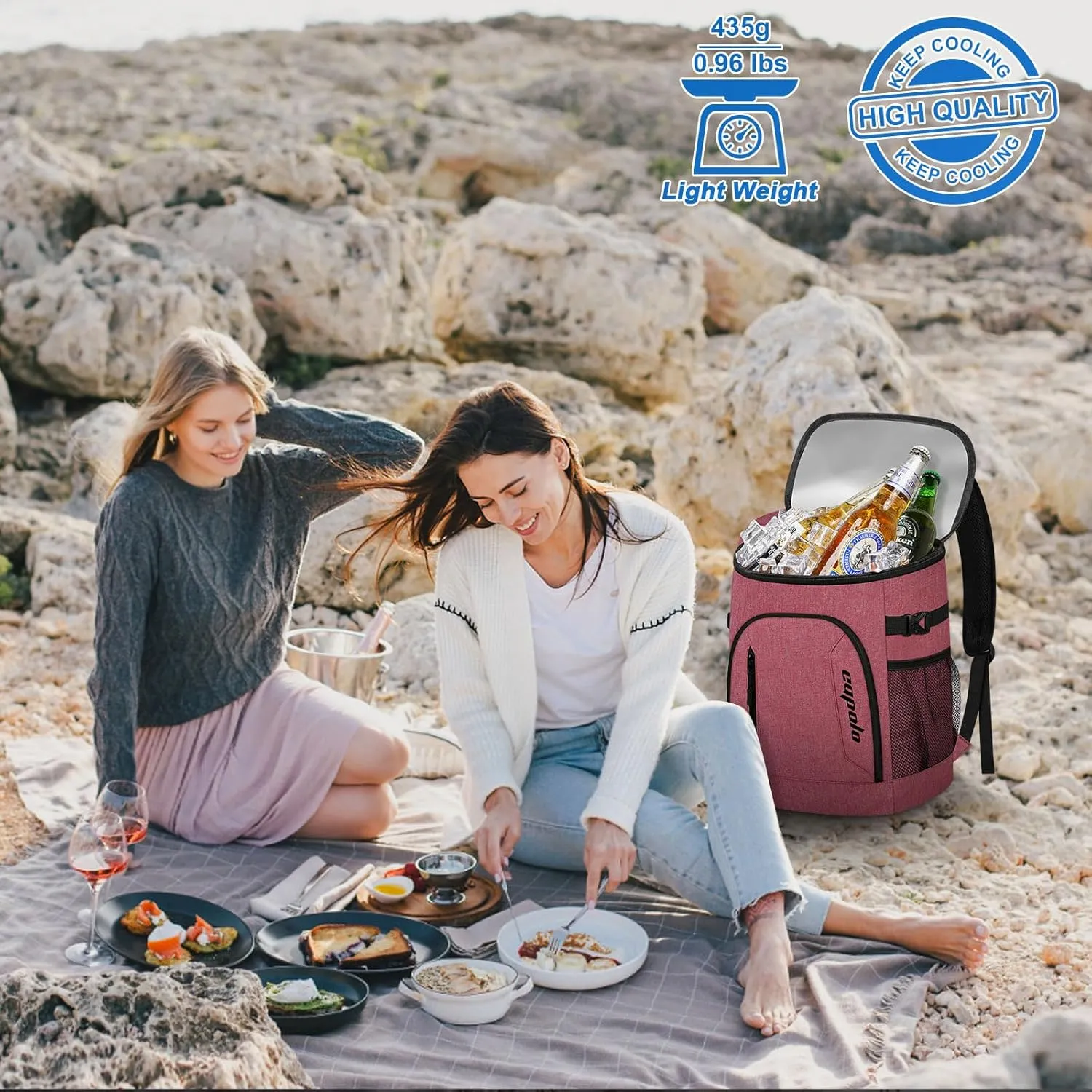Capolo Cooler Backpack 30/45 Cans, Insulated Thermal Bag Beverage Soft Cooler Lunch Camping Travel Picnic Hiking for Men Women