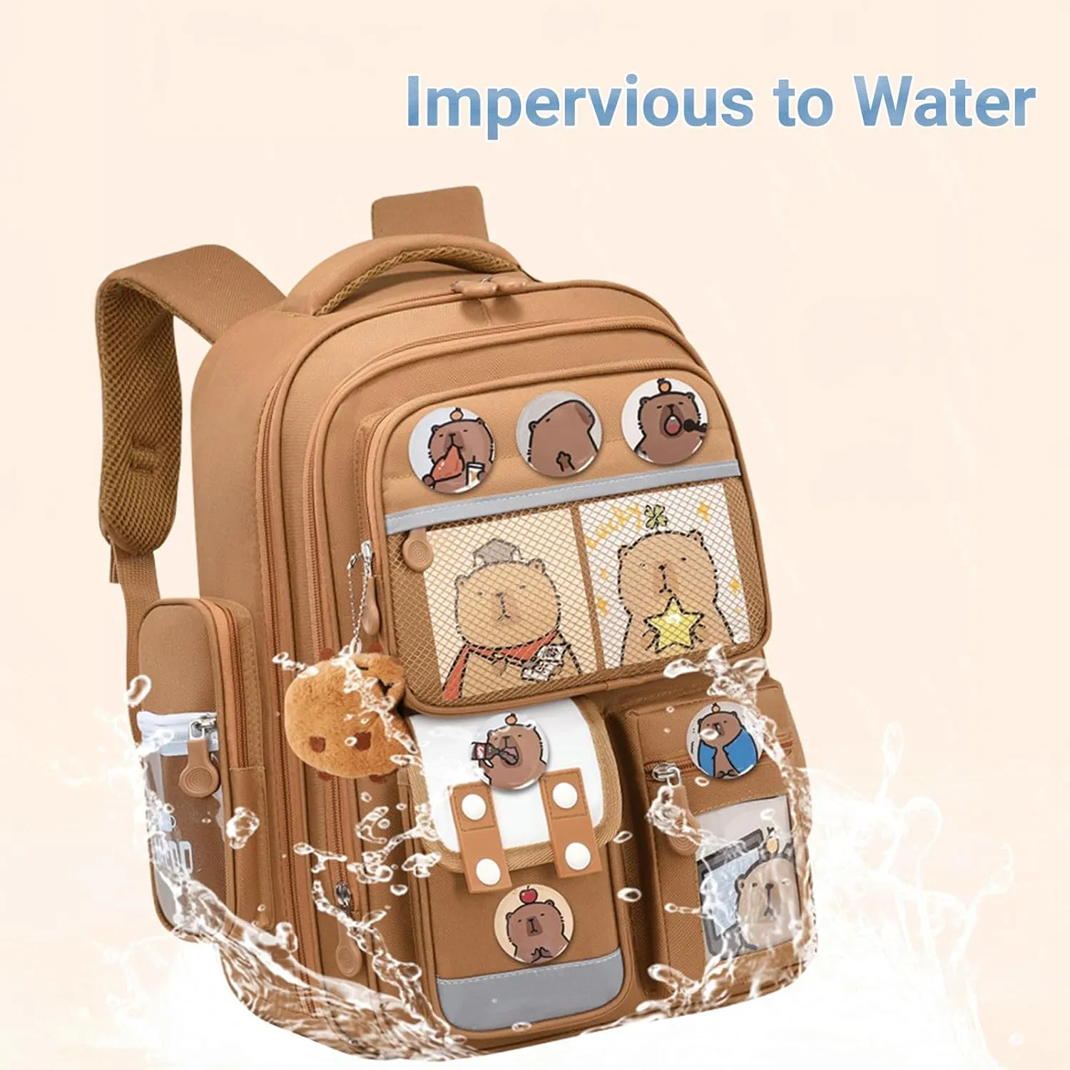 Capybara Backpack Mochila Capybara Cute Kawaii Kapibara Daypack Funny Going Out Cartoon Laptop Travel Casual Bag(Black,Medium)
