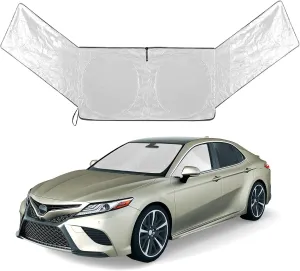 Car Sun Shade Windshield,Sunshade for Car Window,Front and Side Sun Visor for Windshield,Sun Screen Blocker Heat and UV Rays,Automotive Protector(Silver - Black, Small(56x 28 inches))