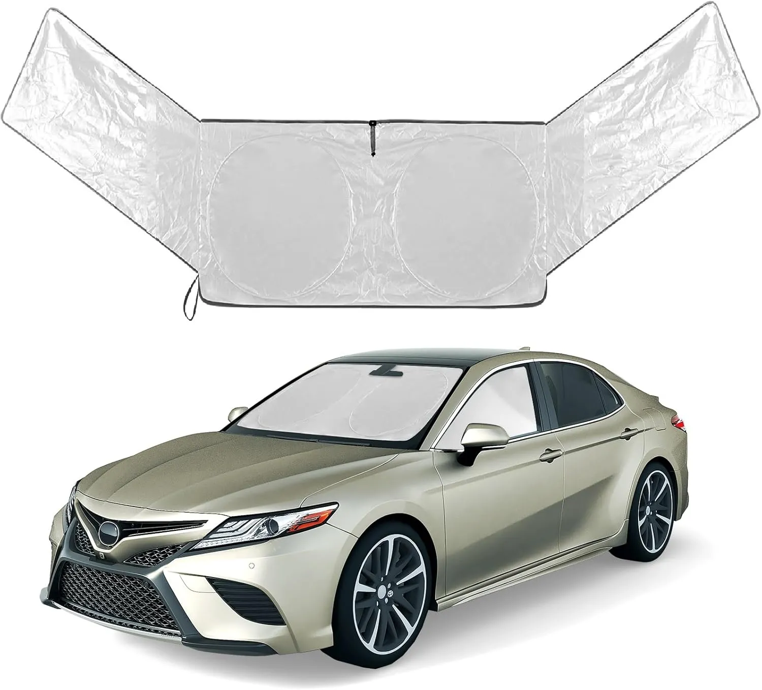 Car Sun Shade Windshield,Sunshade for Car Window,Front and Side Sun Visor for Windshield,Sun Screen Blocker Heat and UV Rays,Automotive Protector(Silver - Black, Small(56x 28 inches))
