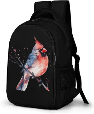 Cardinal Songbird Watercolor Travel Backpack Casual Daypack Bag with Adjustable Shoulder Strap for Men Women