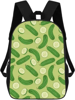 Cartoon Cucumber Pattern Backpack for Worker Business Hiking Travel Bag Shoulders Bag