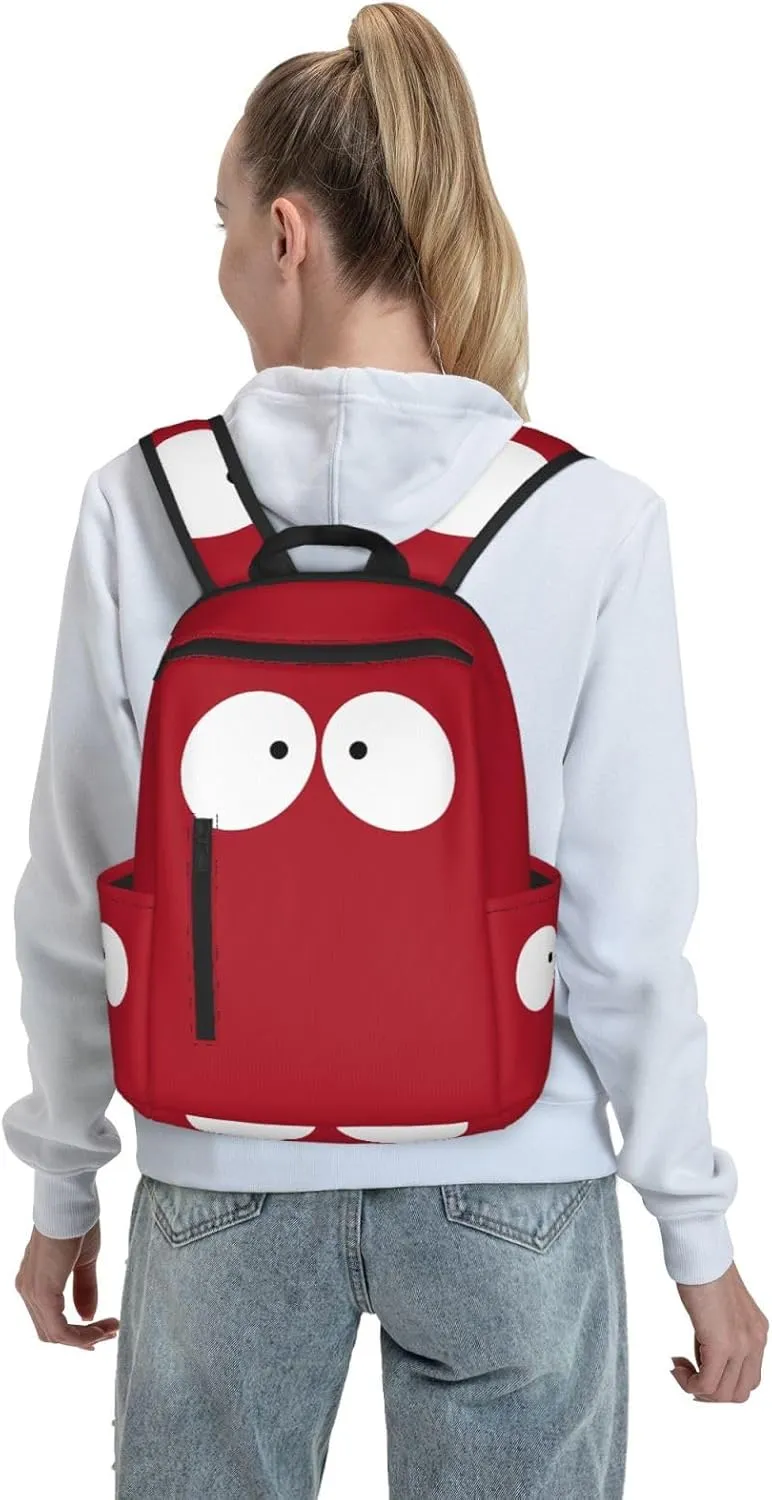 Cartoon Cute Eyes To Eyes Red Casual Backpacks Large Capacity Laptop Backpack Sports Rucksack Travel Daypack Adjustable Shoulder Strap Work Bag for Outdoor Camping