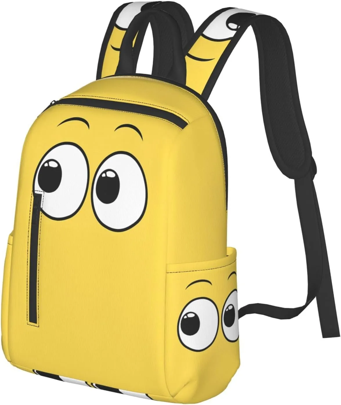 Cartoon Cute Eyes Yellow Casual Backpacks Large Capacity Laptop Backpack Sports Rucksack Travel Daypack Adjustable Shoulder Strap Work Bag for Outdoor Camping