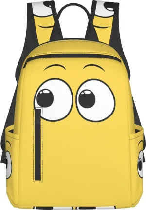 Cartoon Cute Eyes Yellow Casual Backpacks Large Capacity Laptop Backpack Sports Rucksack Travel Daypack Adjustable Shoulder Strap Work Bag for Outdoor Camping