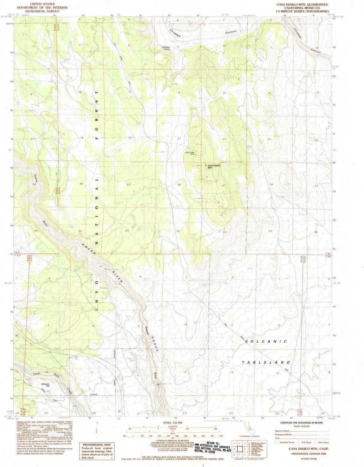 Casa Diablo MTN CA topo map, 1:24000 Scale, 7.5 X 7.5 Minute, Historical, 1984, Updated 1984, 26.7 x 22 in