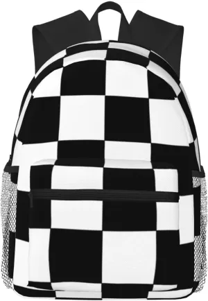 Checkered Black And White Lightweight Packable Backpack Travel Casual Hiking Daypack Foldable Backpack For Men Women