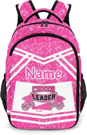 Cheer Cheerleaders Rose Red Backpack Shoulder Bag Travel Laptop Day Pack with Name for Gift