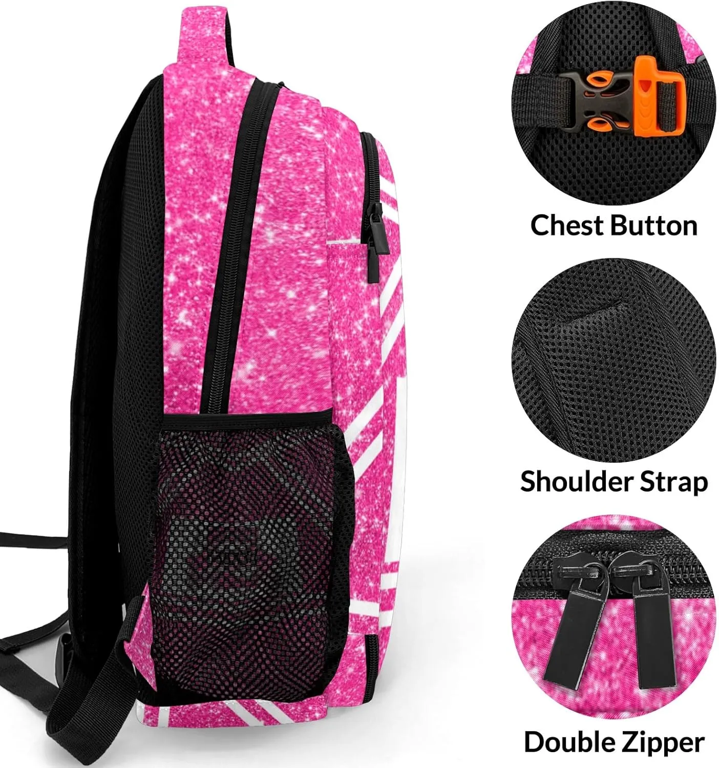 Cheer Cheerleaders Rose Red Backpack Shoulder Bag Travel Laptop Day Pack with Name for Gift