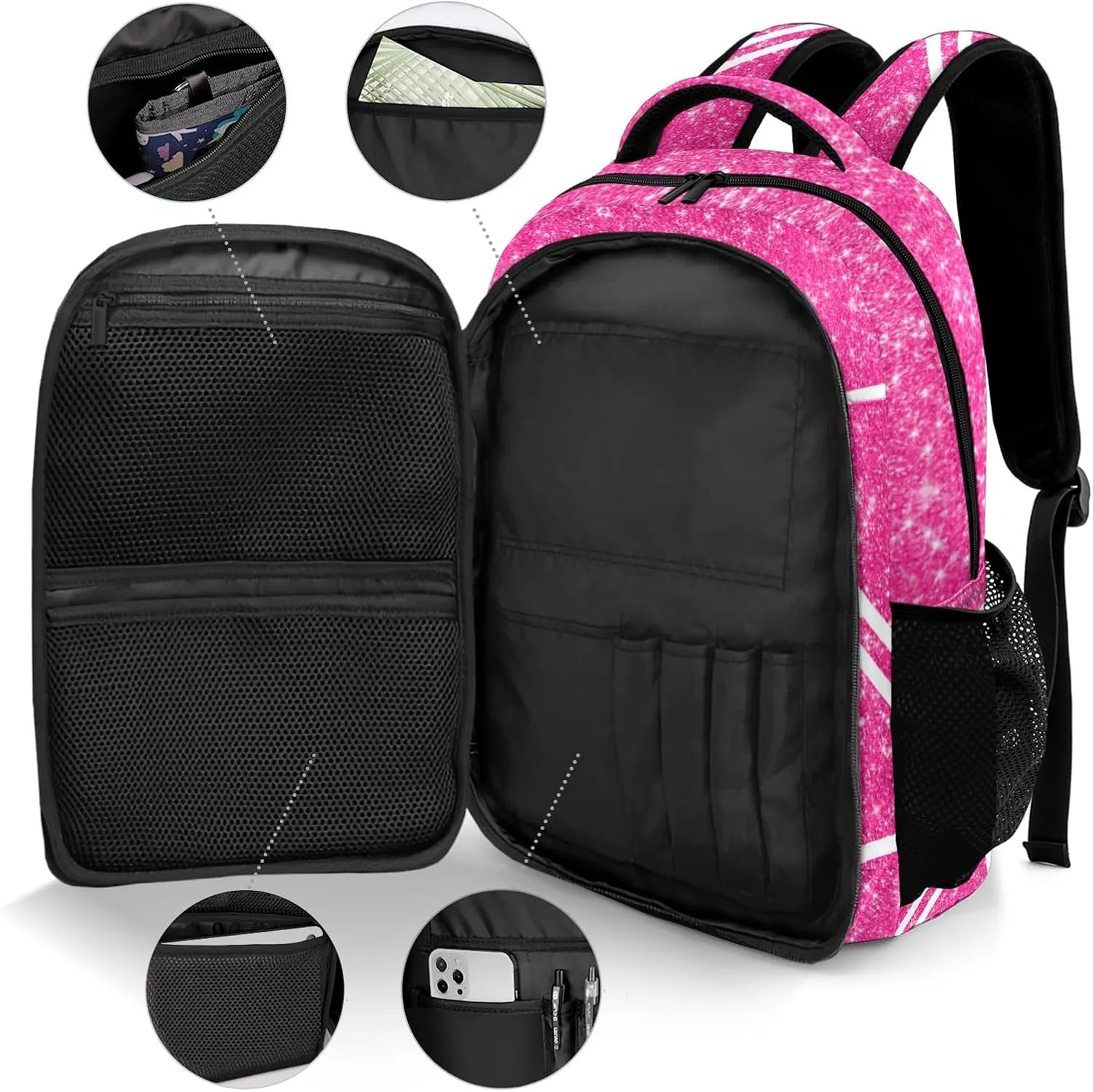 Cheer Cheerleaders Rose Red Backpack Shoulder Bag Travel Laptop Day Pack with Name for Gift