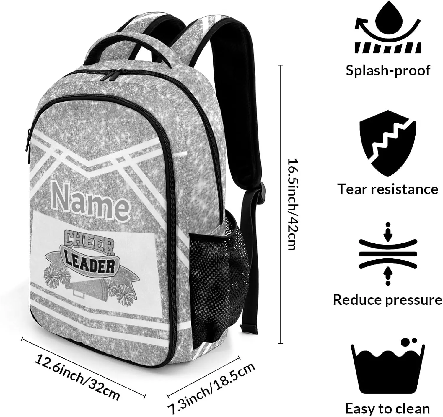 Cheer Cheerleaders Silver Large Capacity Shoulders Bag Daypacks for College Travel Work Hiking