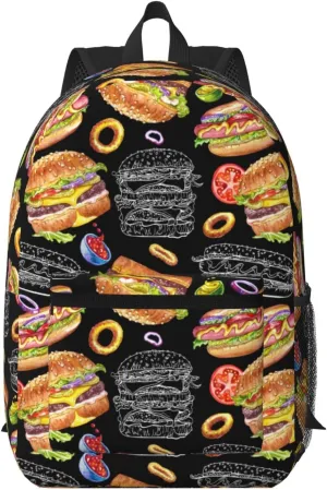 Cheese and Burgers Backpack for Worker Business Hiking Travel Shoulders Bag Fashion Backpack