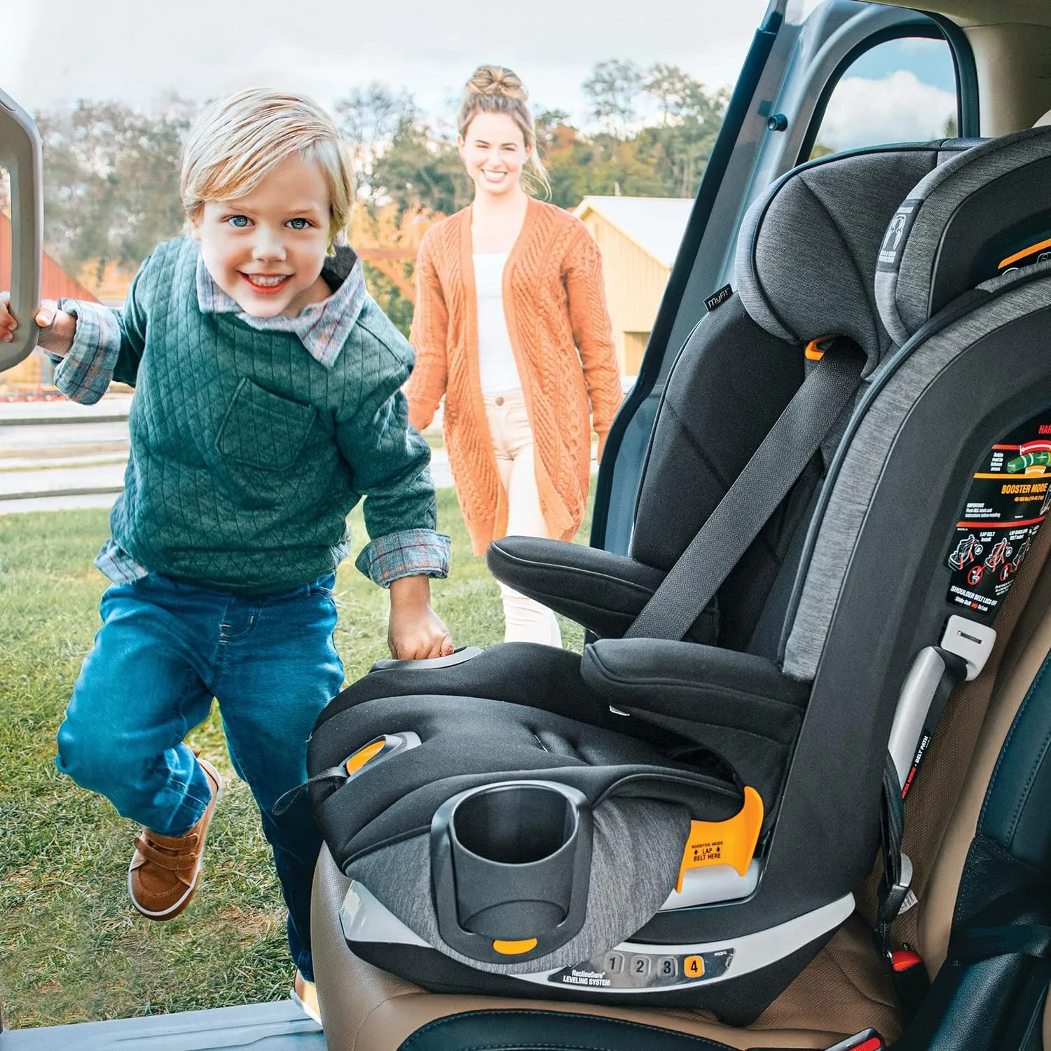 Chicco MyFit® ClearTex® Harness   Booster Car Seat, 5-Point Harness, Forward-Facing Car Seat 25-65 lbs., Booster 40-100 lbs. | Shadow/Black