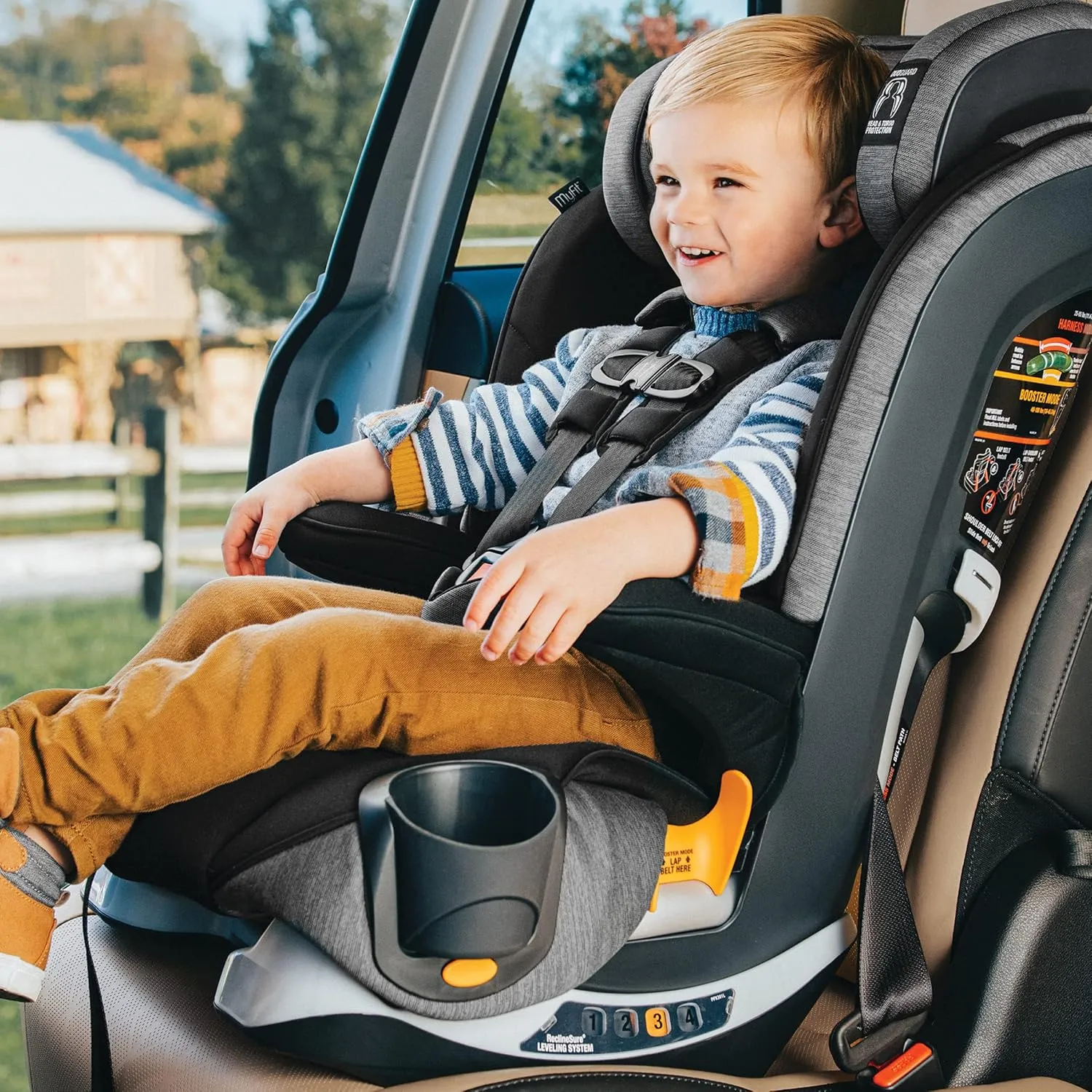 Chicco MyFit® ClearTex® Harness   Booster Car Seat, 5-Point Harness, Forward-Facing Car Seat 25-65 lbs., Booster 40-100 lbs. | Shadow/Black