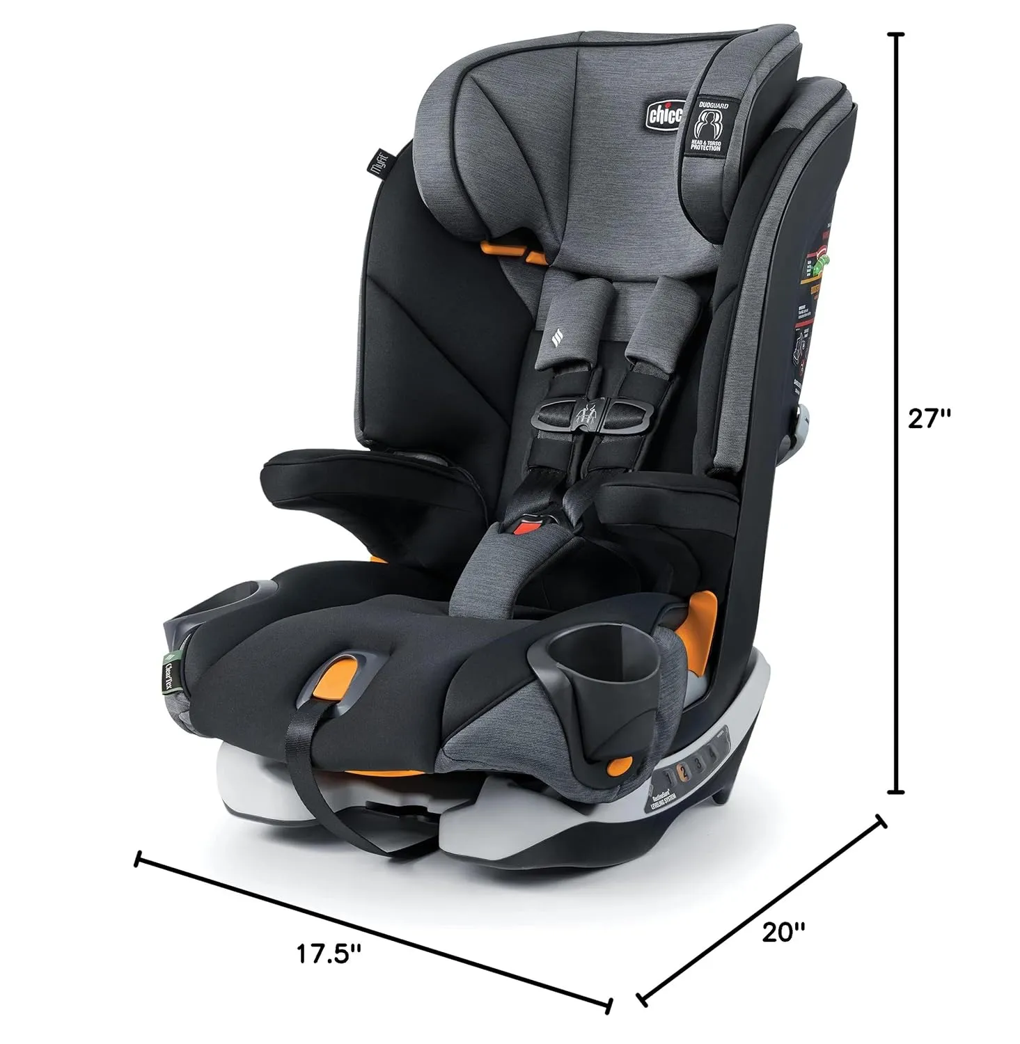 Chicco MyFit® ClearTex® Harness   Booster Car Seat, 5-Point Harness, Forward-Facing Car Seat 25-65 lbs., Booster 40-100 lbs. | Shadow/Black