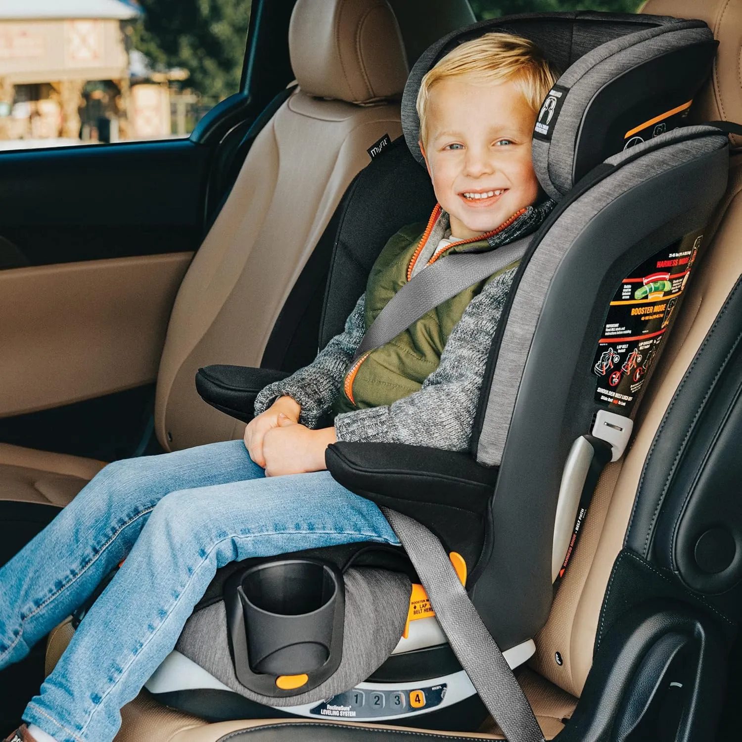 Chicco MyFit® ClearTex® Harness   Booster Car Seat, 5-Point Harness, Forward-Facing Car Seat 25-65 lbs., Booster 40-100 lbs. | Shadow/Black