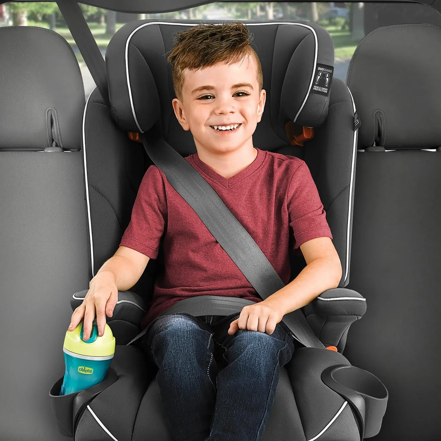 Chicco MyFit Harness   Booster Car Seat, 5-Point Harness and High Back Seat, For children 25-100 lbs. | Fathom/Grey/Blue