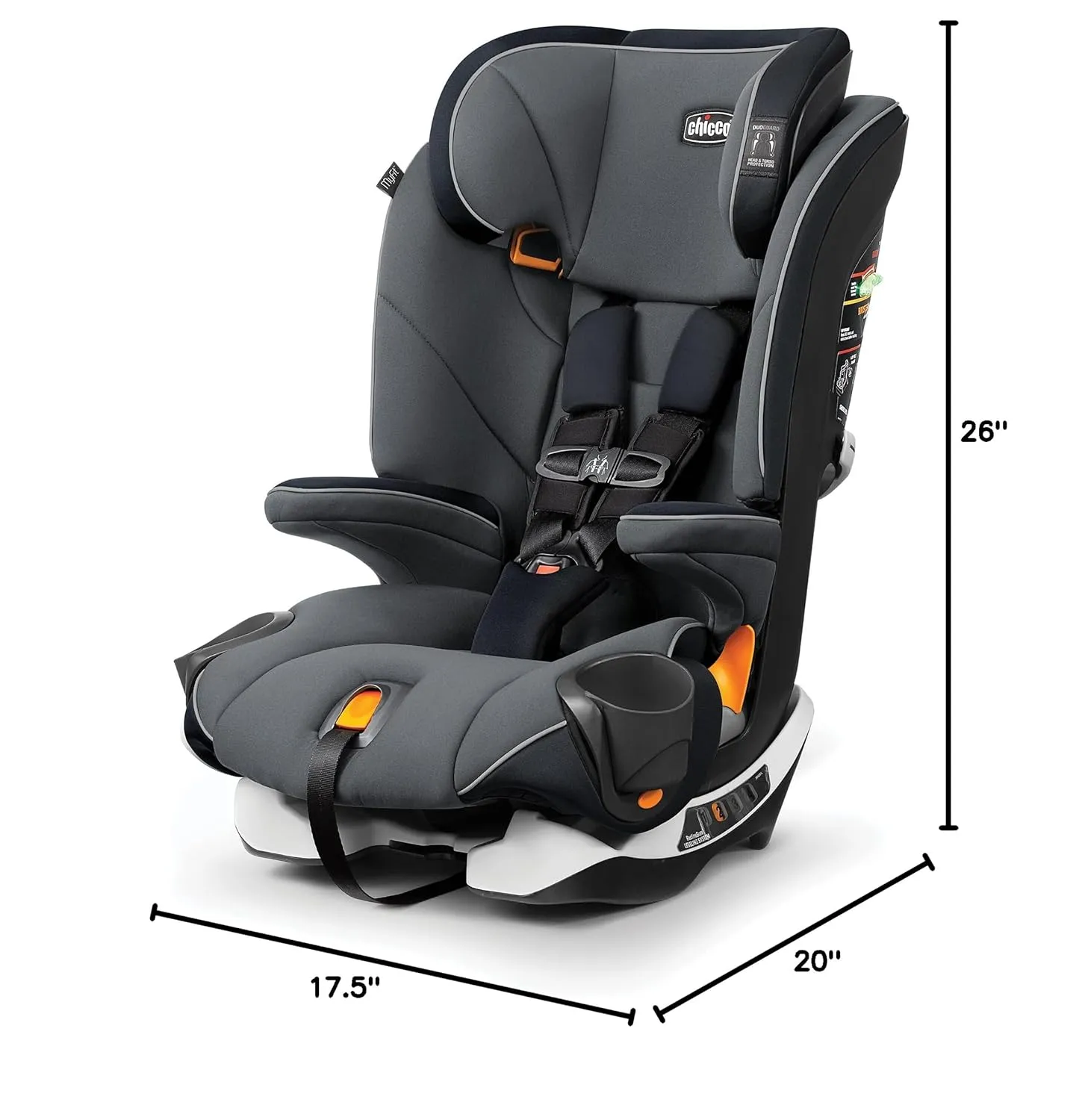 Chicco MyFit Harness   Booster Car Seat, 5-Point Harness and High Back Seat, For children 25-100 lbs. | Fathom/Grey/Blue