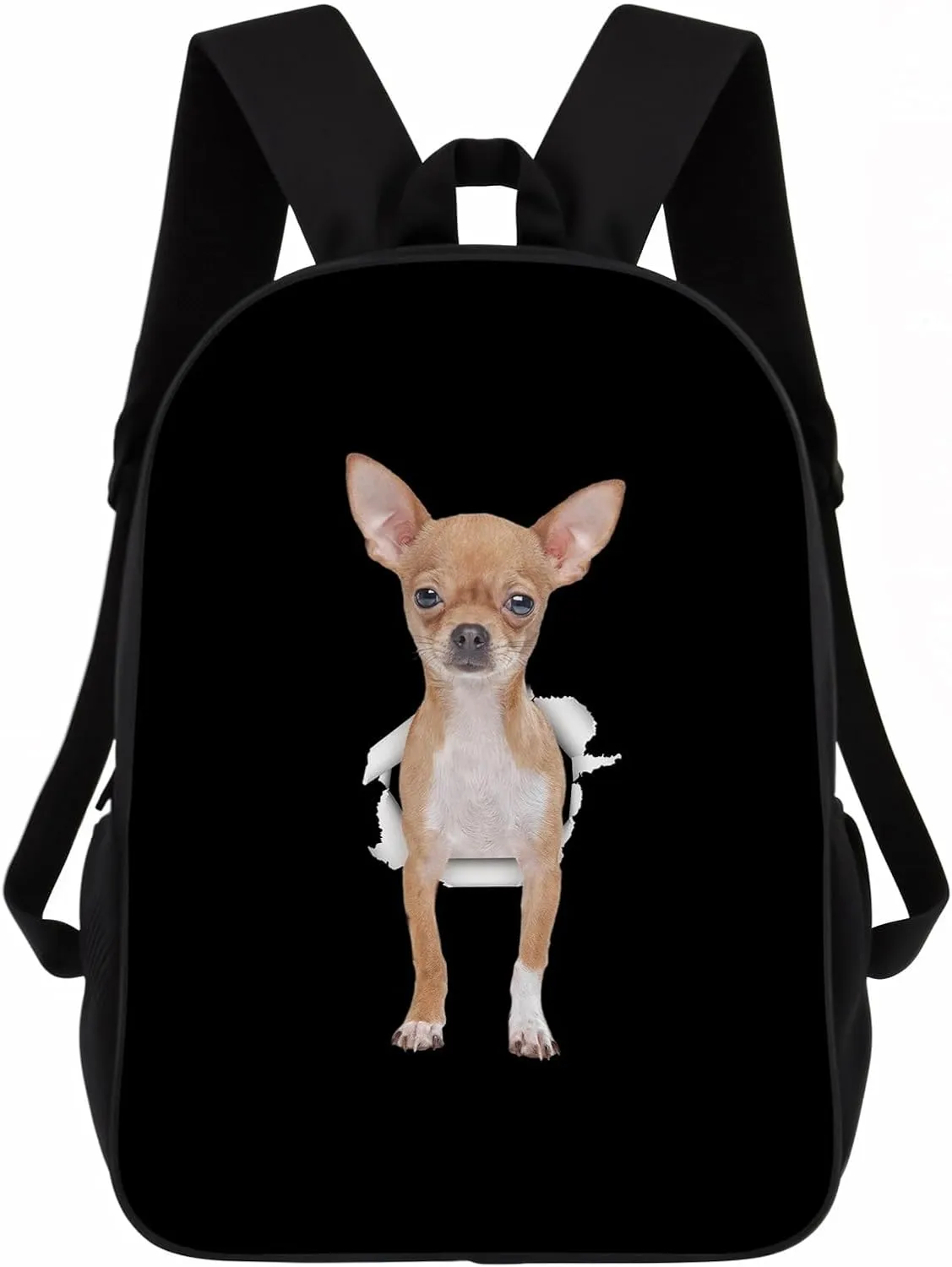Chihuahua Backpack Daypack Lovely Dog Print Bookbag Laptop Bag For Work Travel Hiking 17 Inch Black Lightweight