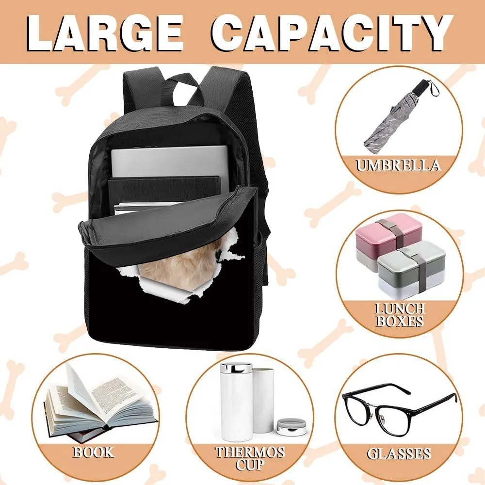 Chihuahua Backpack Daypack Lovely Dog Print Bookbag Laptop Bag For Work Travel Hiking 17 Inch Black Lightweight