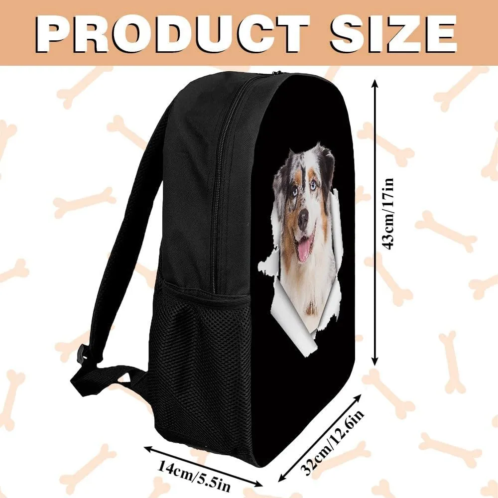 Chihuahua Backpack Daypack Lovely Dog Print Bookbag Laptop Bag For Work Travel Hiking 17 Inch Black Lightweight