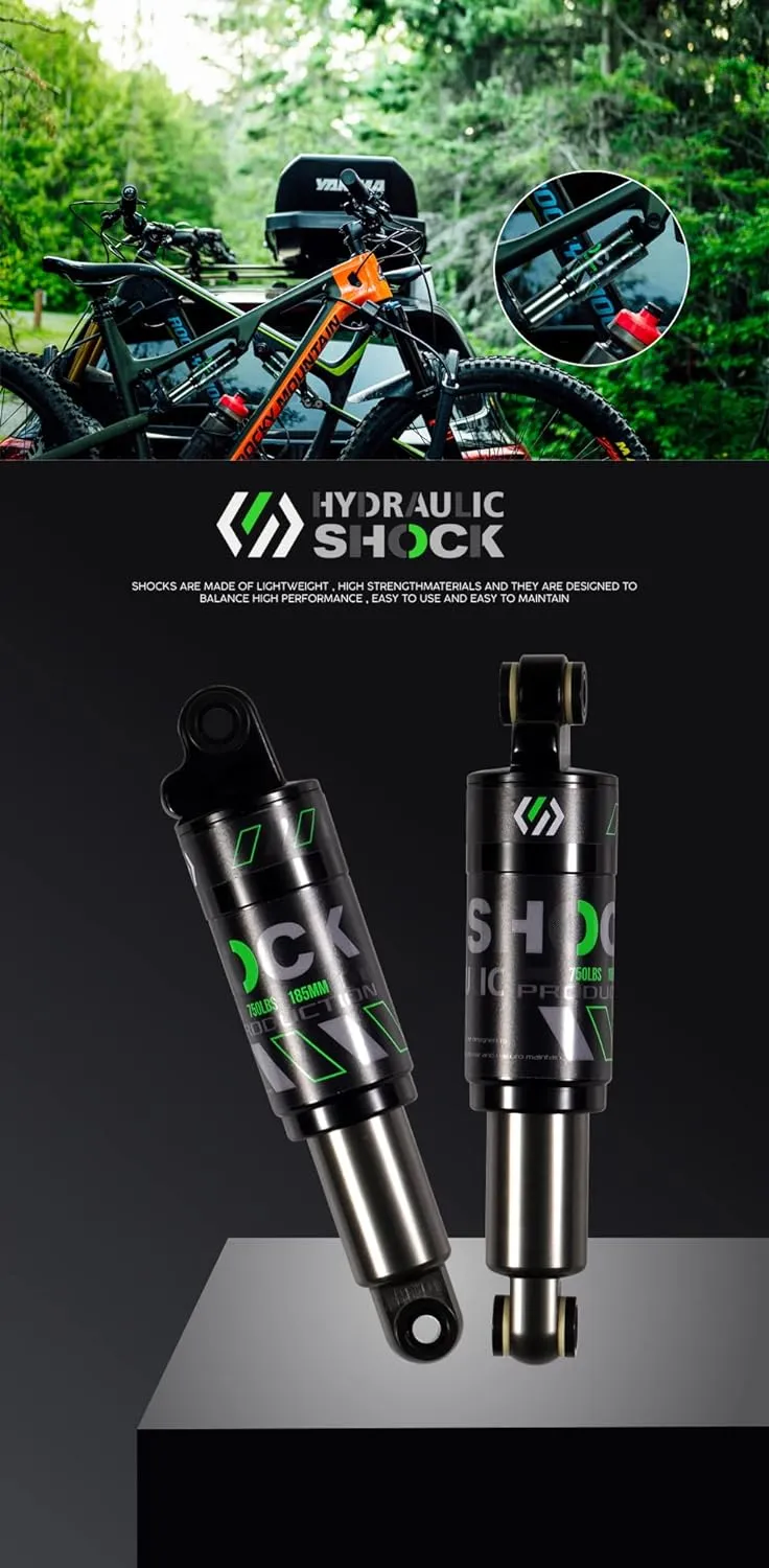 Chooee Mountain Bike Rear Shock absorber 120mm/125mm/150mm/165mm/185mm/190mm/200mm Bicycle Rear Suspension Shock Absorber 150mmx750lbs