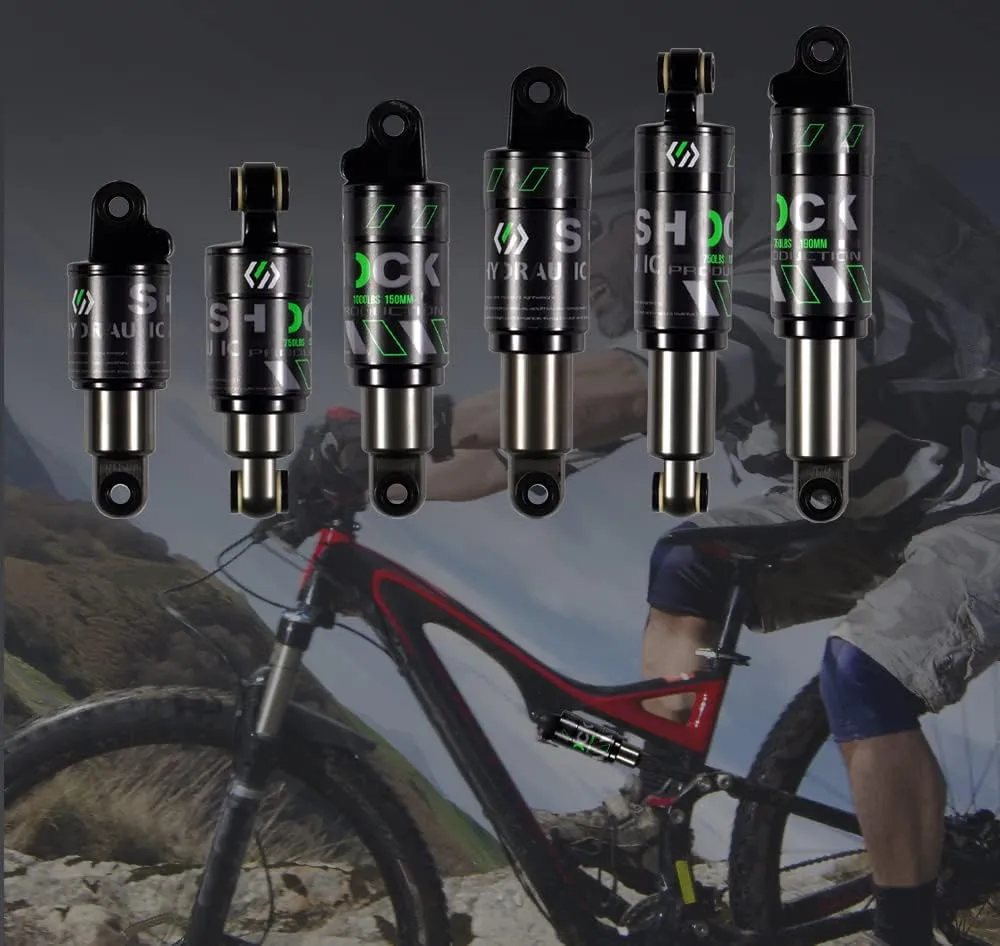 Chooee Mountain Bike Rear Shock absorber 120mm/125mm/150mm/165mm/185mm/190mm/200mm Bicycle Rear Suspension Shock Absorber 150mmx750lbs