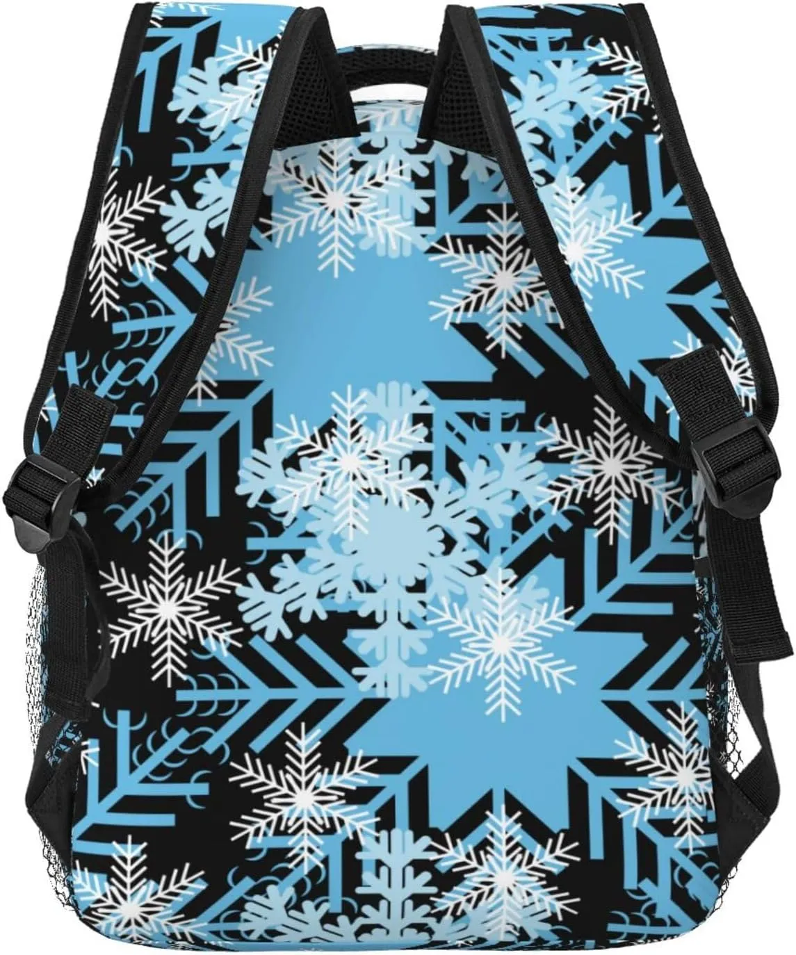 Christmas Snowflakes Blue Backpack Casual Laptop Backpack Lightweight Double Shoulder Bag Travel Daypack For Women Men