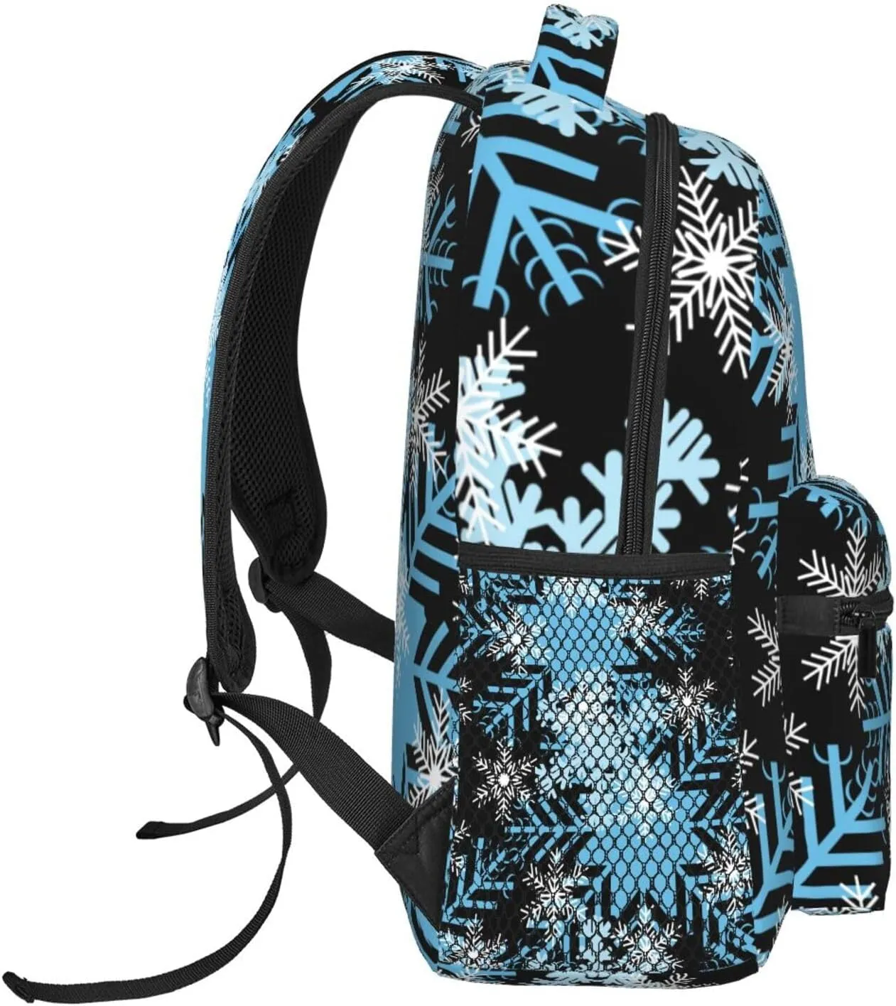 Christmas Snowflakes Blue Backpack Casual Laptop Backpack Lightweight Double Shoulder Bag Travel Daypack For Women Men