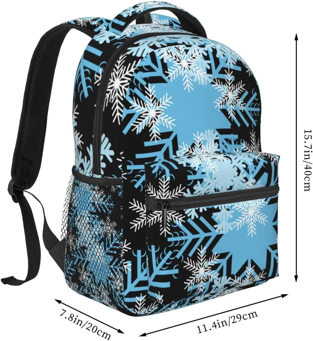 Christmas Snowflakes Blue Backpack Casual Laptop Backpack Lightweight Double Shoulder Bag Travel Daypack For Women Men