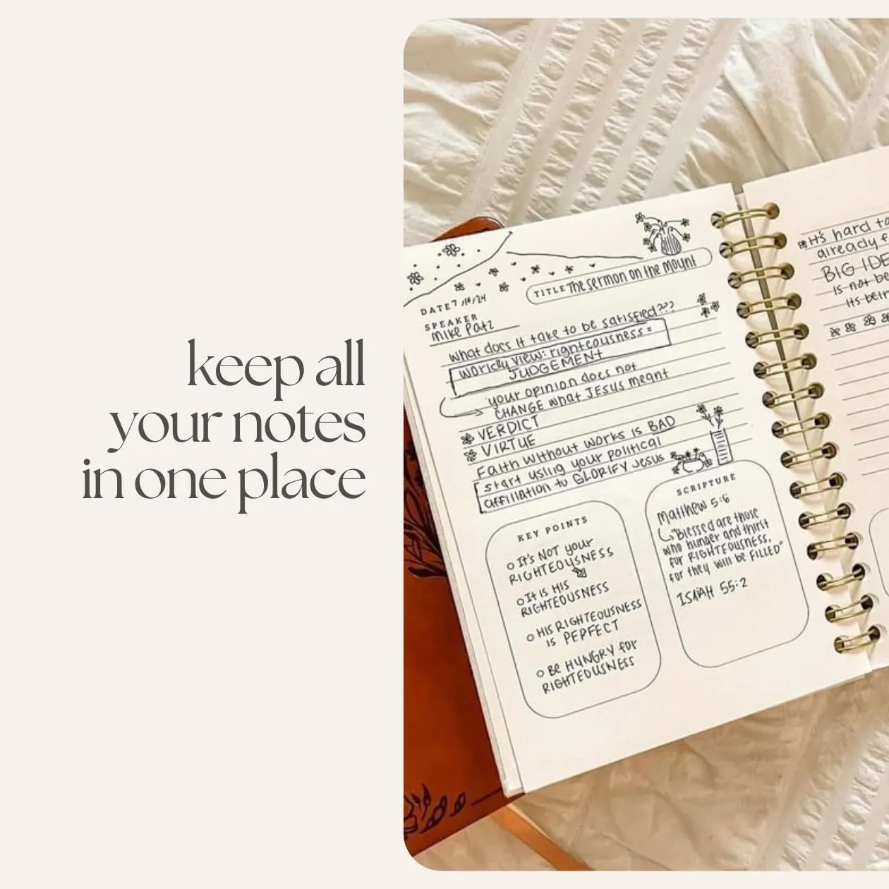 Church Notes Journal - Sermon & Podcast Christian Notebook - Guided Journal to Write Key Points, Bible Verses, Notes, and Application - Men and Women Gift Idea