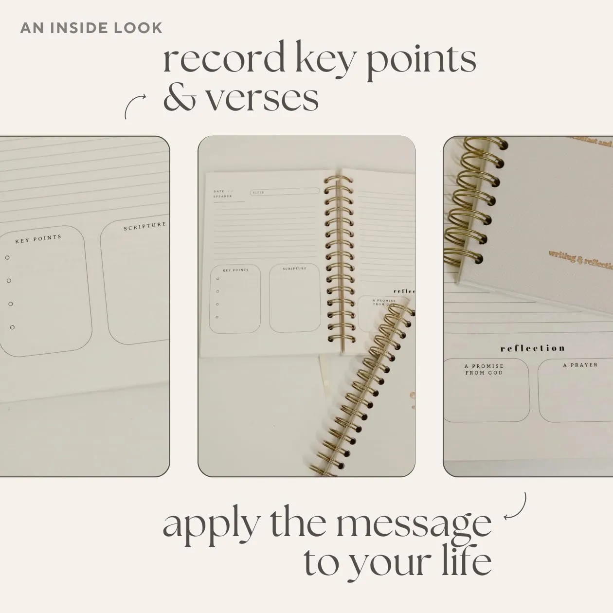 Church Notes Journal - Sermon & Podcast Christian Notebook - Guided Journal to Write Key Points, Bible Verses, Notes, and Application - Men and Women Gift Idea