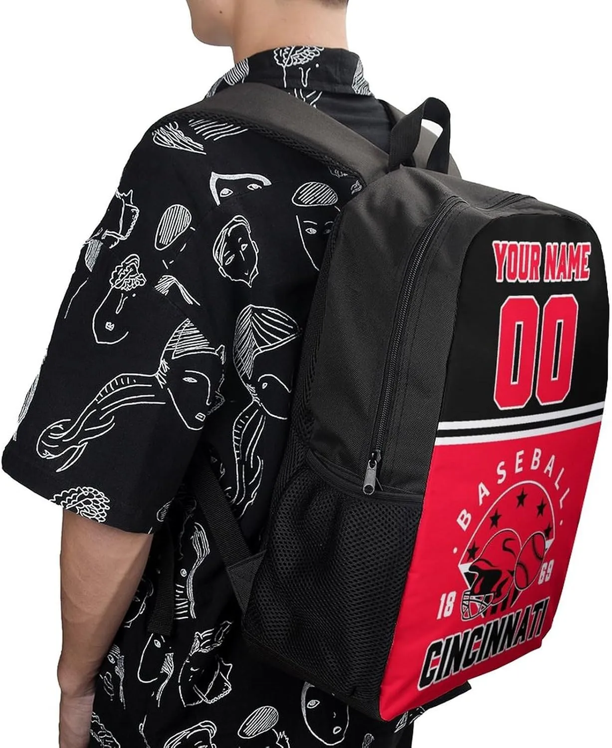 Cincinnati Backpack Custom 17Inch Shoulder Bag Gift for Men Women Boy Girl Personalized Name Number Laptop Travel Bag