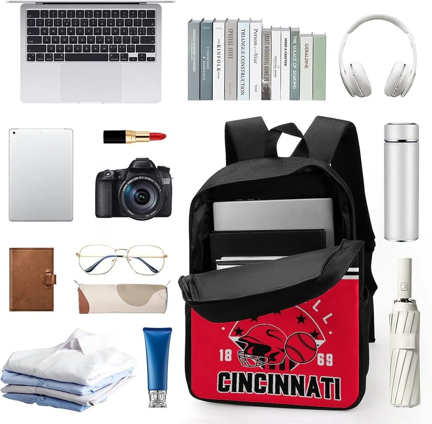 Cincinnati Backpack Custom 17Inch Shoulder Bag Gift for Men Women Boy Girl Personalized Name Number Laptop Travel Bag