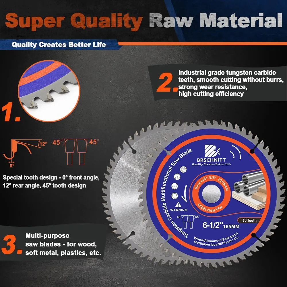 Circular Saw Blade 8-1/2 in 60T with 30mm Arbor, Carbide Tipped Teeth, TCT Saw Blades for Cutting Various Wood, Aluminium,Copper,and Composite Materials