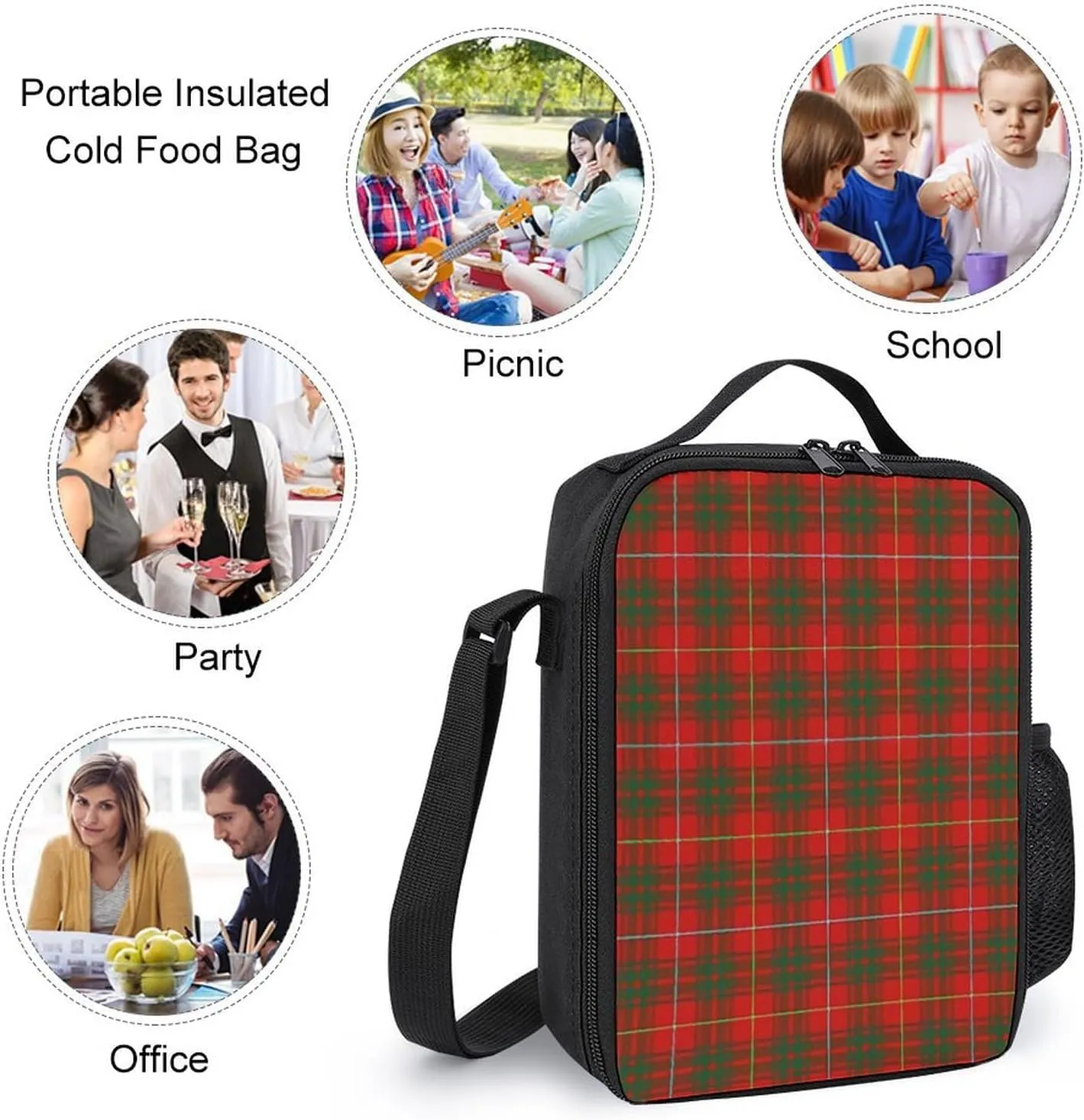 Clan Bruce Tartan Plaid 17 Inch Backpack Diagonal Lunch Bag Pencil Case Set Unisex