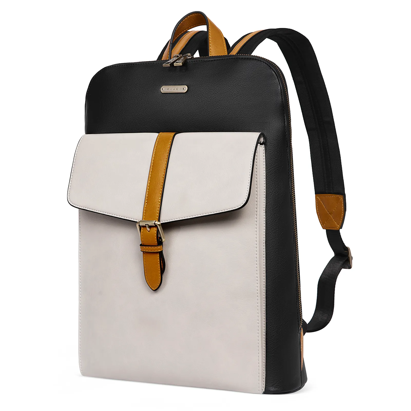 CLUCI Leather Laptop Backpack for Women 15.6 inch Computer Backpack Stylish Travel Backpack Purse for Women Work Daypack Bag