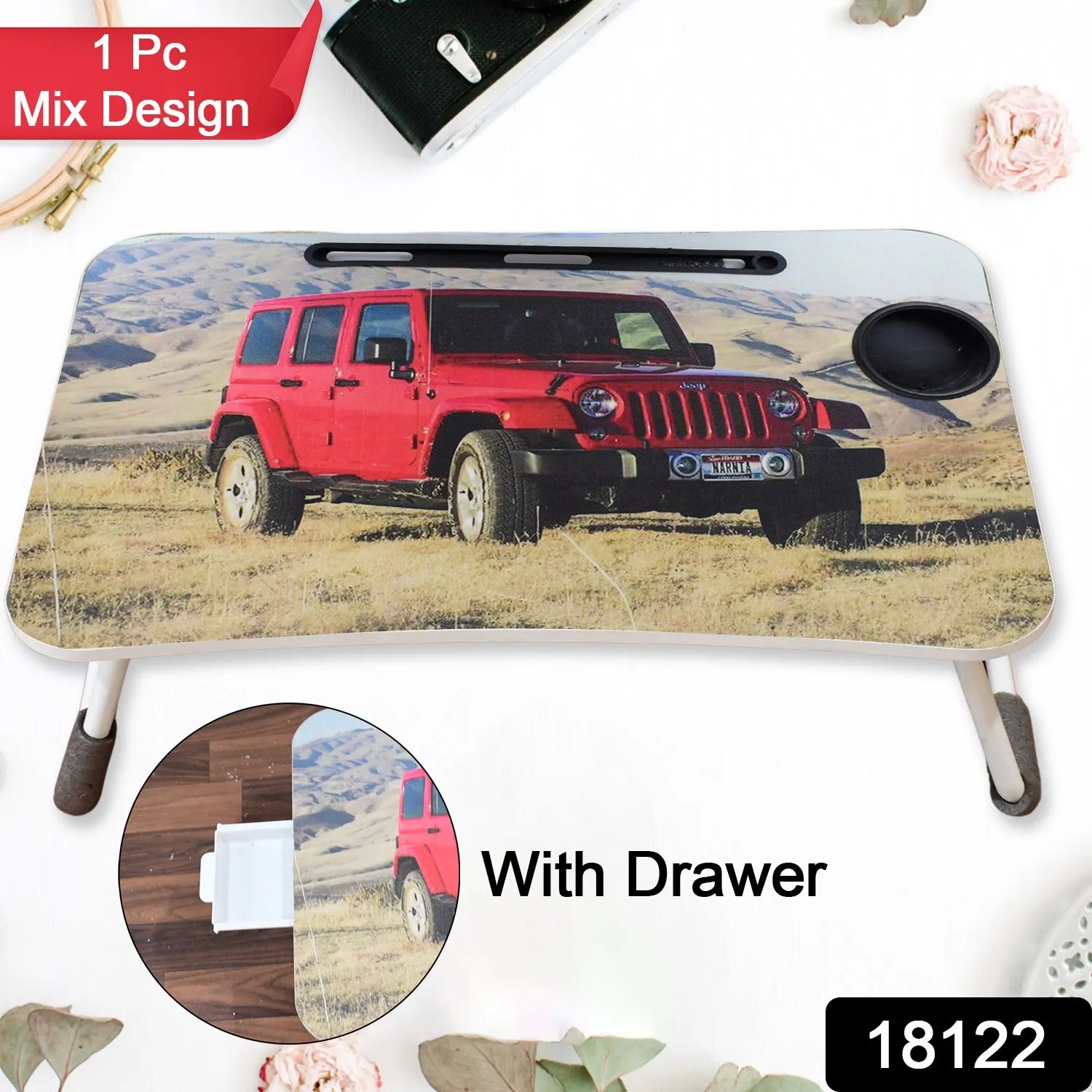 Cm) Reading / 58×38 / Laptop Study (1 Cupholder Catoon Drawer Pc Expedited delivery Design & Multi-Purpose Foldable, and Mix Fully equipped with Desk for
