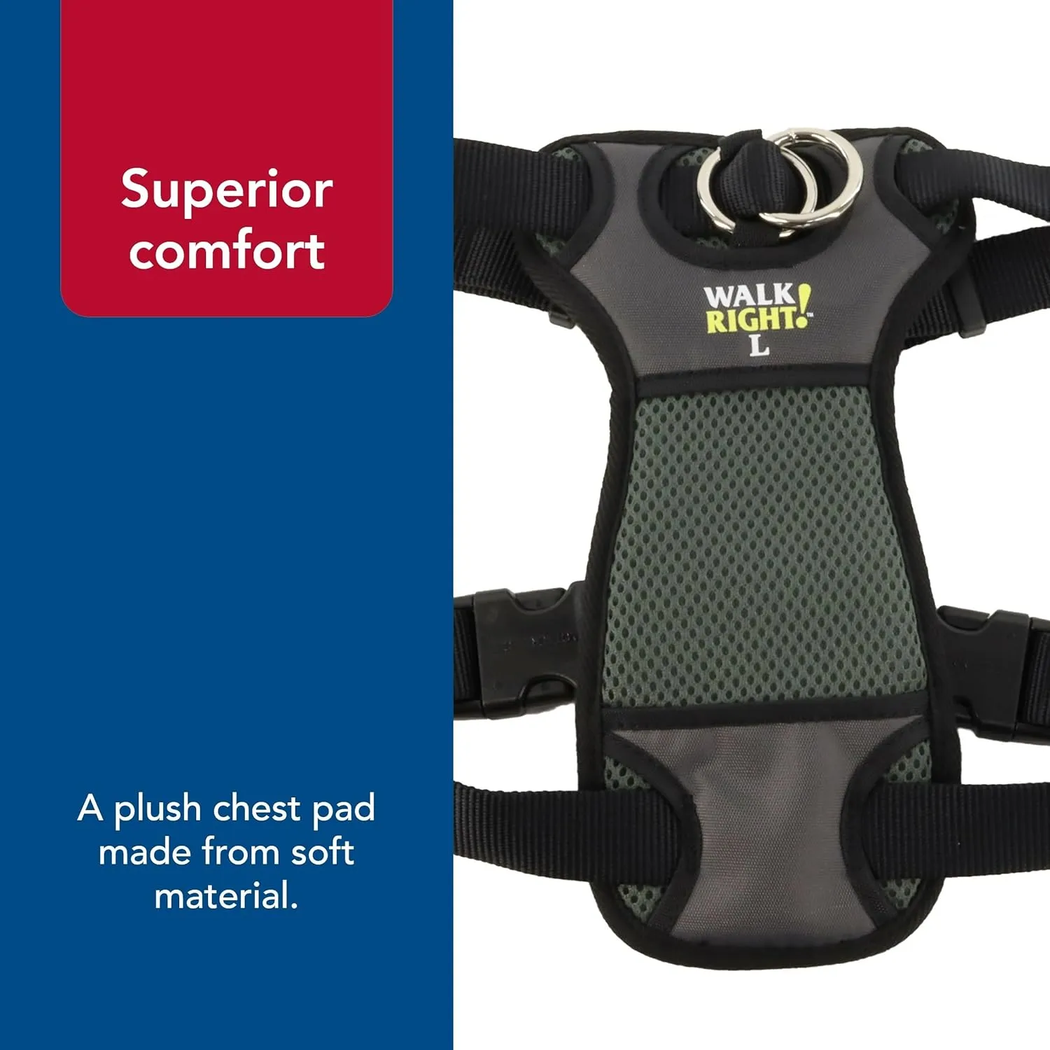 Coastal Pet Walk Right Front-Connect No-Pull Padded Dog Harness - Adjustable & Comfortable Dog Harness - Small & Large Breed Fit - Quality Pet Supplies - Black, MED (20"-30")