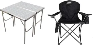 Coleman 4-in-1 Folding Camp Table and Camp Chair with Built-in 4-Can Cooler, Lightweight Outdoor Furniture for Camping, Tailgating & Backyard