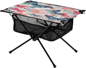 Colorful Butterflies Portable Folding Camping Table, Compact Lightweight Beach Table with Carrying Bag for Outdoor Picnics, BBQs, Camp